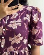 Women’s Floral Printed Rayon Frock Style Kurti – Maroon - Image 4