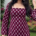 Product Name: Women Printed Square Neck Short Kurta / Top