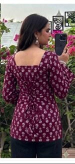 Product Name: Women Printed Square Neck Short Kurta / Top - Image 3