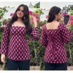 Product Name: Women Printed Square Neck Short Kurta / Top - Image 2