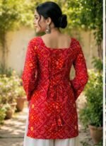 Product Name: Women Printed Short Kurta – Red Bandhani Prin - Image 5