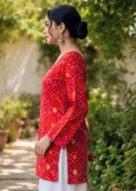 Product Name: Women Printed Short Kurta – Red Bandhani Prin - Image 4