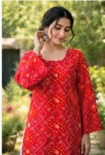 Product Name: Women Printed Short Kurta – Red Bandhani Prin - Image 2