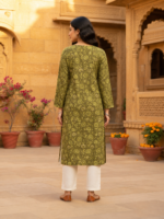 Women’s Floral Printed Cotton Straight Kurti – Half & Full Sleeves - Image 2