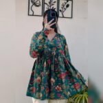 Women’s Printed Rayon Kurta | Floral Print Flared Kurta