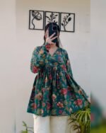 Women’s Printed Rayon Kurta | Floral Print Flared Kurta