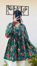Women’s Printed Rayon Kurta | Floral Print Flared Kurta - Image 3