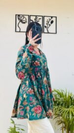 Women’s Printed Rayon Kurta | Floral Print Flared Kurta - Image 2