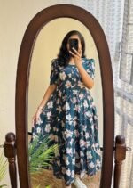 Women’s Floral Printed Rayon Frock Style Kurti – Casual Wear
