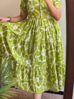 Women’s Floral Printed Rayon Frock Style Kurti – White & Pink - Image 3