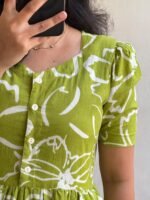 Women’s Floral Printed Rayon Frock Style Kurti – White & Pink - Image 4