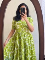 Women’s Floral Printed Rayon Frock Style Kurti – White & Pink - Image 5