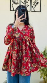 Women’s Printed Rayon Kurta | Floral Print Flared Kurta