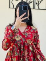 Women’s Printed Rayon Kurta | Floral Print Flared Kurta - Image 2
