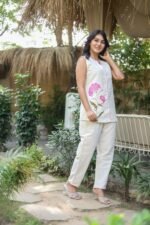 Women Cotton Flex Full Embroidered 2 Piece Suit Set - Image 2