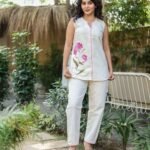 Women Cotton Flex Full Embroidered 2 Piece Suit Set