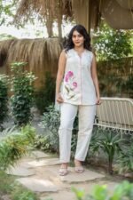 Women Cotton Flex Full Embroidered 2 Piece Suit Set