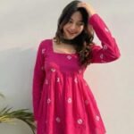 Product Name: Women Printed Short Kurta – Pink Ethnic Print