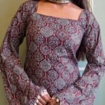 Product Name: Women Printed Short Kurta – Red Ethnic Print - Image 4