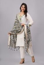 Women Cotton Flex Embroidered Suit Set with Dupatta - Image 6