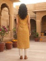 Women’s Floral Printed Cotton Straight Kurti – Half & Full Sleeves - Image 4