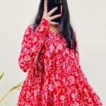 Product Name: Women’s Red Floral Printed Rayon Kurta