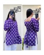 Product Name: Women Printed Short Kurta – Purple Floral Print - Image 2
