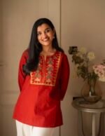 Red Embroidered Women's Kurti Online | ShopVa - Image 3