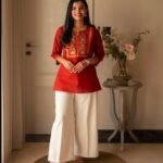 Red Embroidered Women's Kurti Online | ShopVa