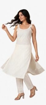 White sleeveless kurta pajama Shopva - Image 6