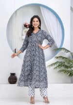 Black White Printed Kurta Pant Dupatta Set for Women | ShopVa - Image 4