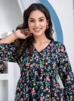 Women’s Black Floral Printed Crepe Top | ShopVa - Image 4