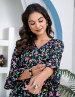 Women’s Black Floral Printed Crepe Top | ShopVa - Image 3