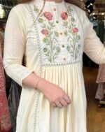 Women's off-white floral embroidered suit set with matching pants and dupatta ShopVa - Image 4