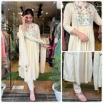 Women's off-white floral embroidered suit set with matching pants and dupatta ShopVa - Image 2